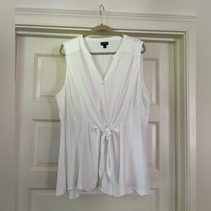 torrid White Sleeveless Tie-Front Blouse -Plus Size 2X